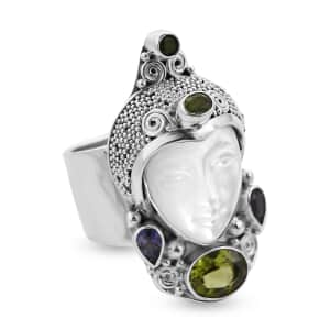 Sajen Silver Mother Of Pearl and Multi Gemstone Ring in Sterling Silver (Size 10.0) 2.00 ctw