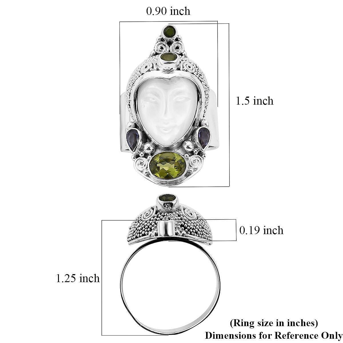 Sajen Silver Mother Of Pearl and Multi Gemstone Ring in Sterling Silver (Size 10.0) 2.00 ctw image number 5