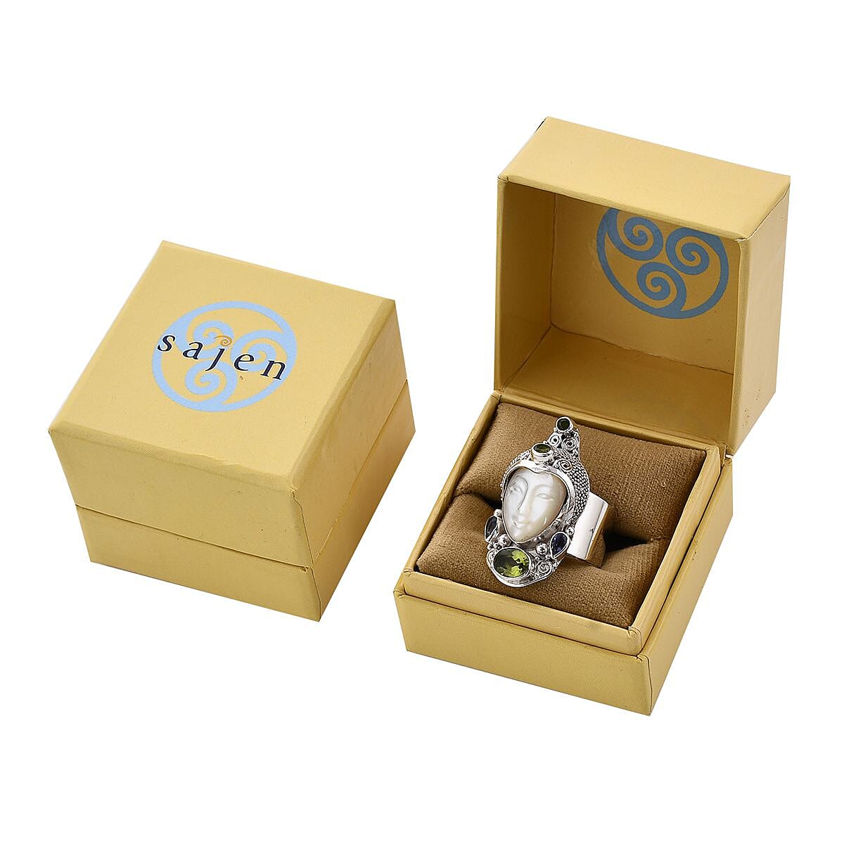 Sajen Silver Mother Of Pearl and Multi Gemstone Ring in Sterling Silver (Size 10.0) 2.00 ctw image number 6