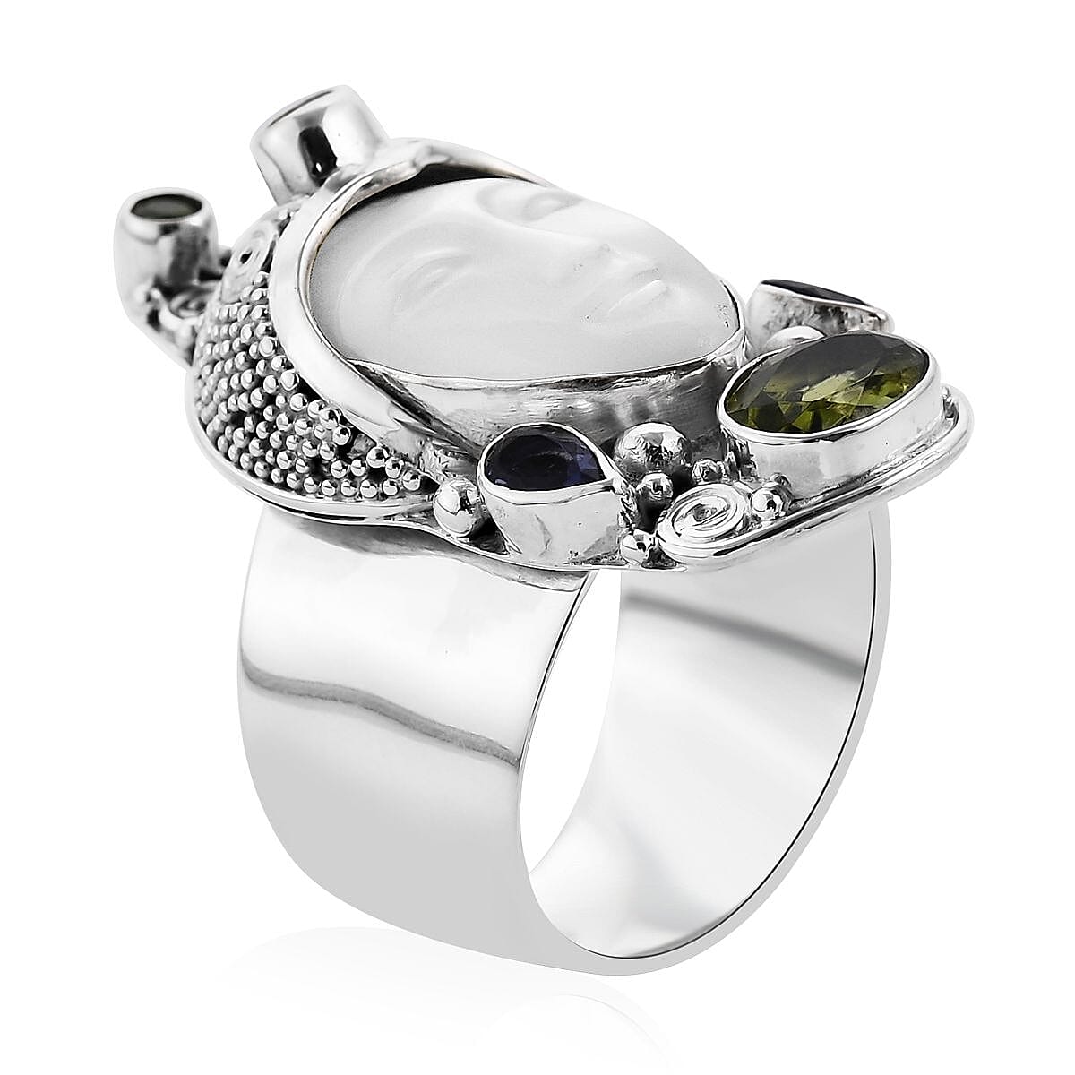 Sajen Silver Mother Of Pearl and Multi Gemstone Ring in Sterling Silver (Size 8.0) 2.00 ctw image number 3