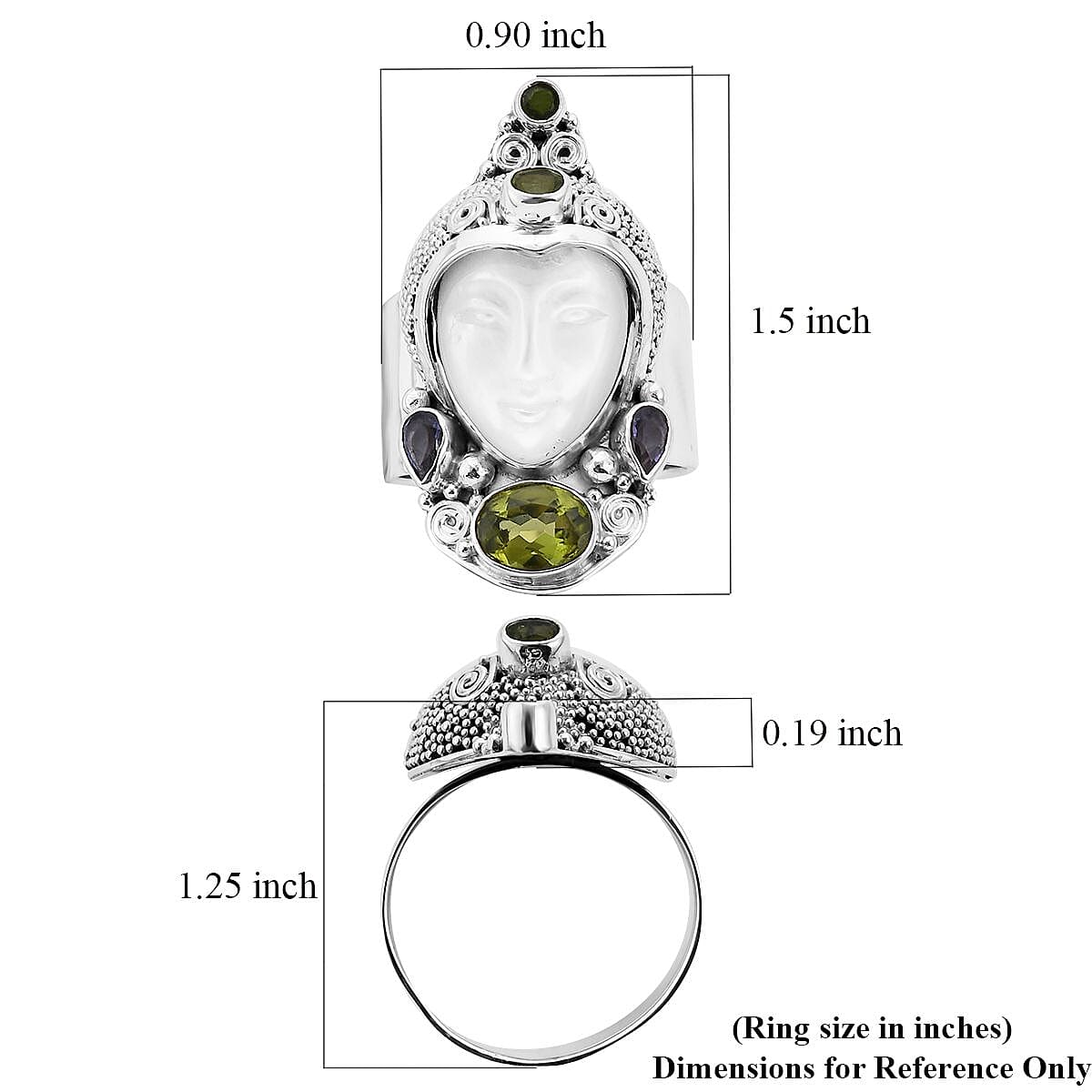 Sajen Silver Mother Of Pearl and Multi Gemstone Ring in Sterling Silver (Size 8.0) 2.00 ctw image number 5