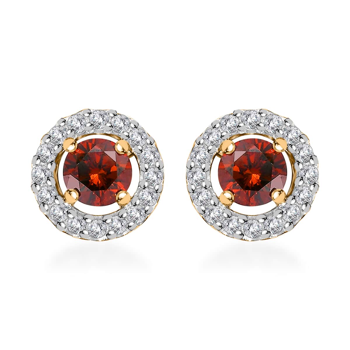 Luxoro 10K Yellow Gold Orange Diamond (IR), Diamond Stud Earrings 0.75 ctw image number 0