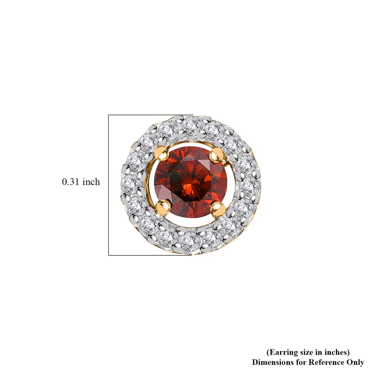 Luxoro 10K Yellow Gold Orange Diamond (IR), Diamond Halo Stud Earrings 0.75 ctw image number 4