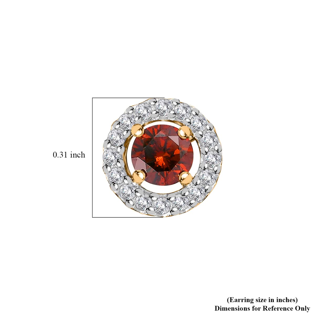 Luxoro 10K Yellow Gold Orange Diamond (IR), Diamond Stud Earrings 0.75 ctw image number 4