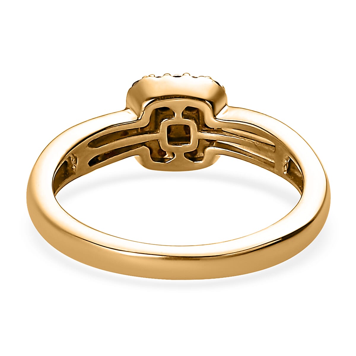 Princess Cut Orange Diamond (IR) Halo Ring in Vermeil YG Over Sterling Silver (Size 10.0) 0.33 ctw image number 4