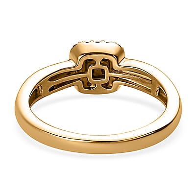 Princess Cut Orange Diamond Halo Ring in Vermeil Yellow Gold Over Sterling Silver (Size 10.0) 0.33 ctw