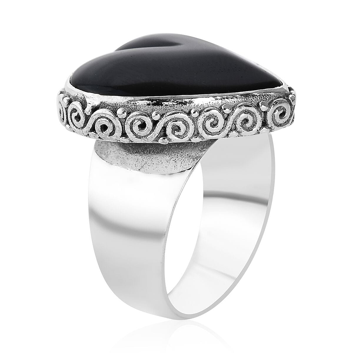 Sajen Silver Rainbow Obsidian Heart Ring in Sterling Silver (Size 10.0) 11.75 ctw image number 3