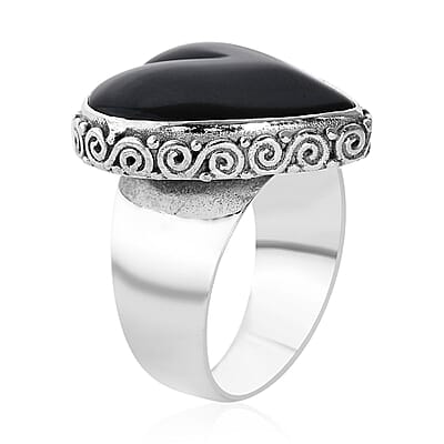 Sajen Silver Rainbow Obsidian Heart Ring in Sterling Silver (Size 10.0) 11.75 ctw