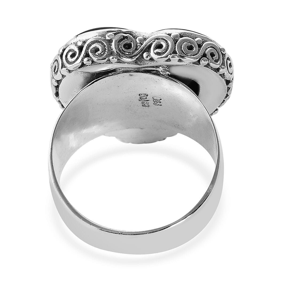Sajen Silver Rainbow Obsidian Heart Ring in Sterling Silver (Size 10.0) 11.75 ctw image number 4