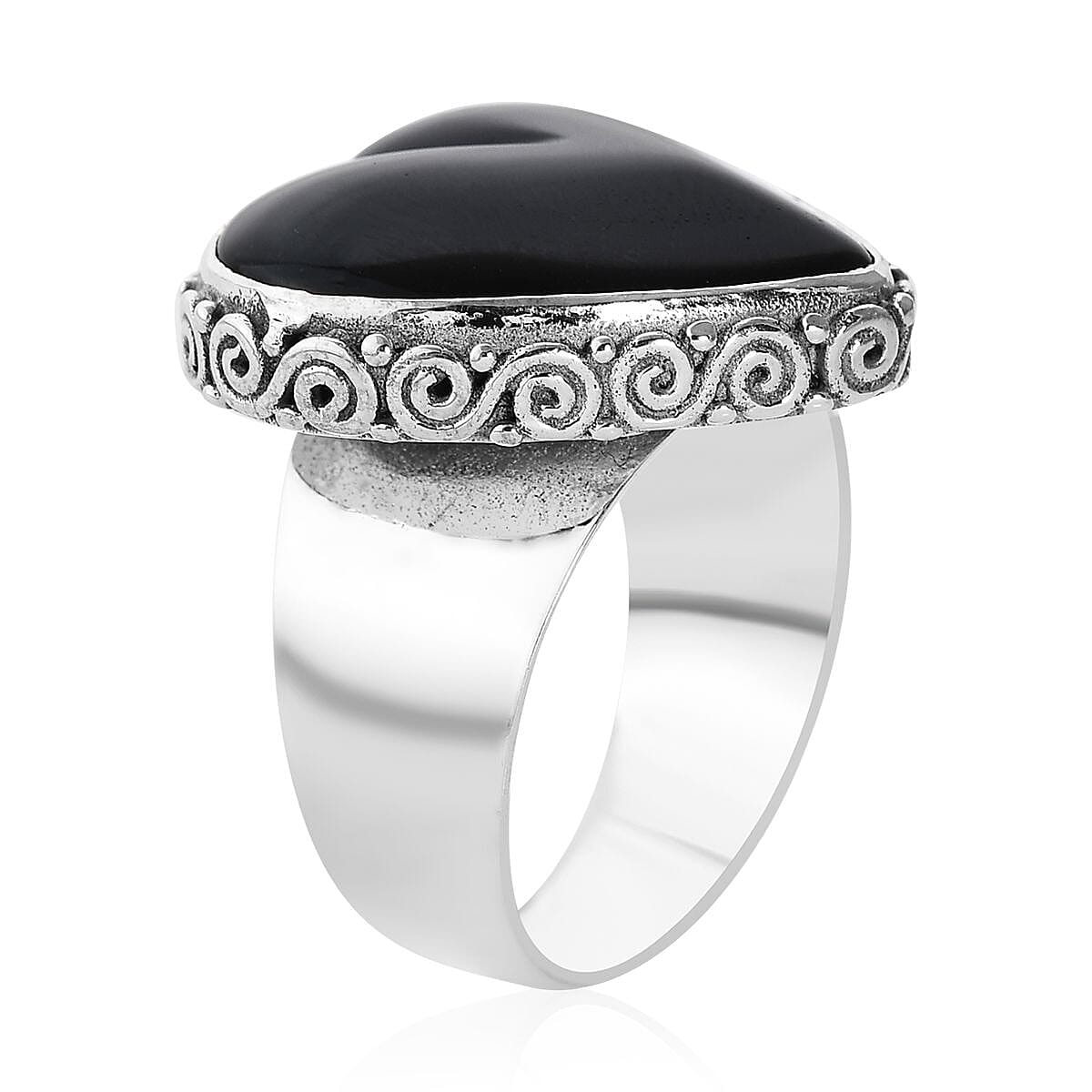 Sajen Silver Rainbow Obsidian Heart Ring in Sterling Silver (Size 9.0) 11.75 ctw image number 3