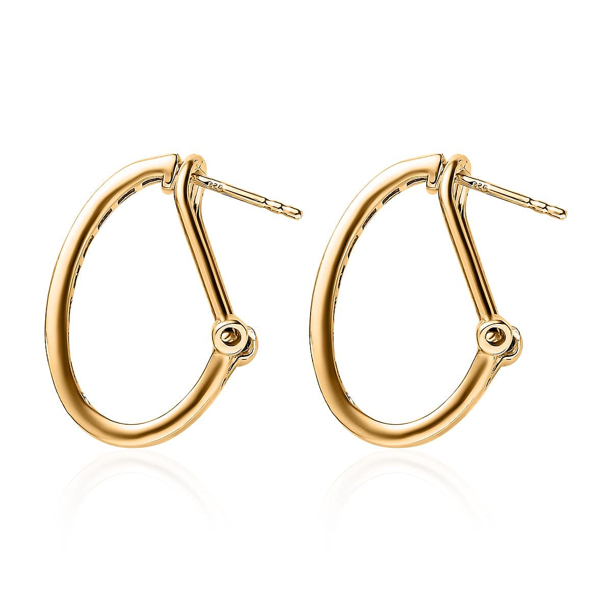 Orange Diamond Omega Clip Hoop Earrings in Vermeil Yellow Gold Over Sterling Silver 0.75 ctw image number 3