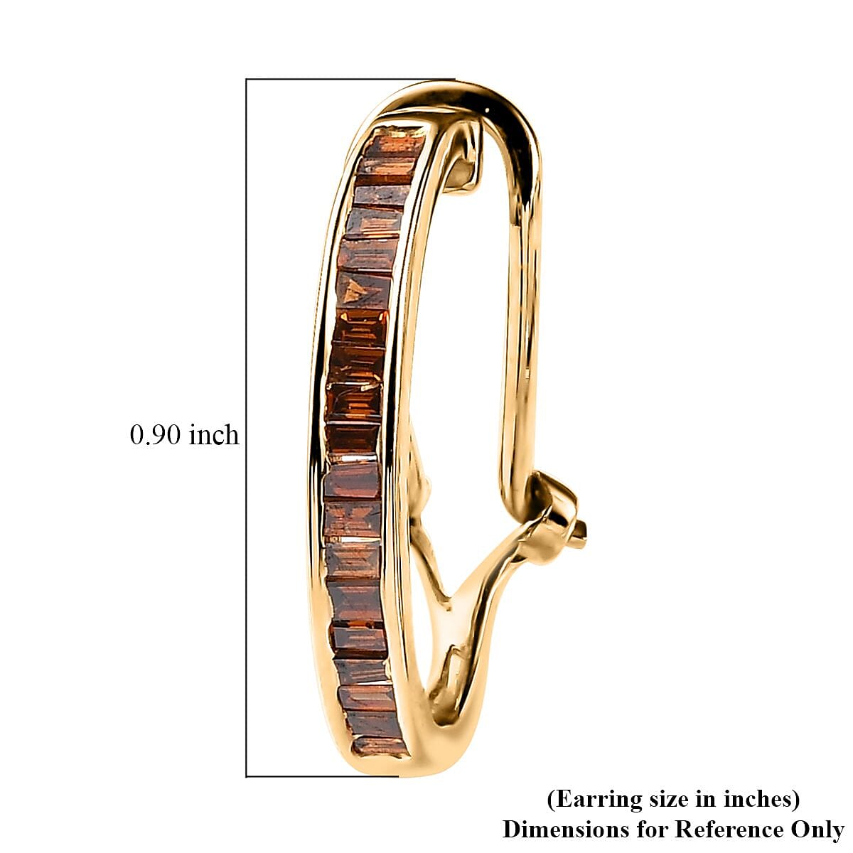 Orange Diamond Omega Clip Hoop Earrings in Vermeil Yellow Gold Over Sterling Silver 0.75 ctw image number 4