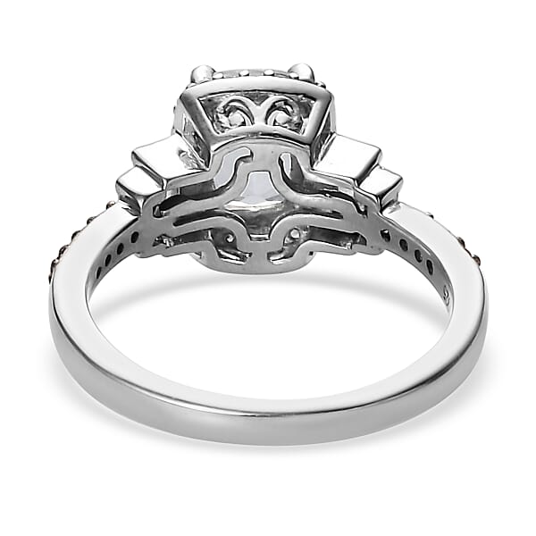 Premium Mangoro Aquamarine, Brown and White Zircon Ring in Platinum Over Sterling Silver (Size 10.0) 1.25 ctw