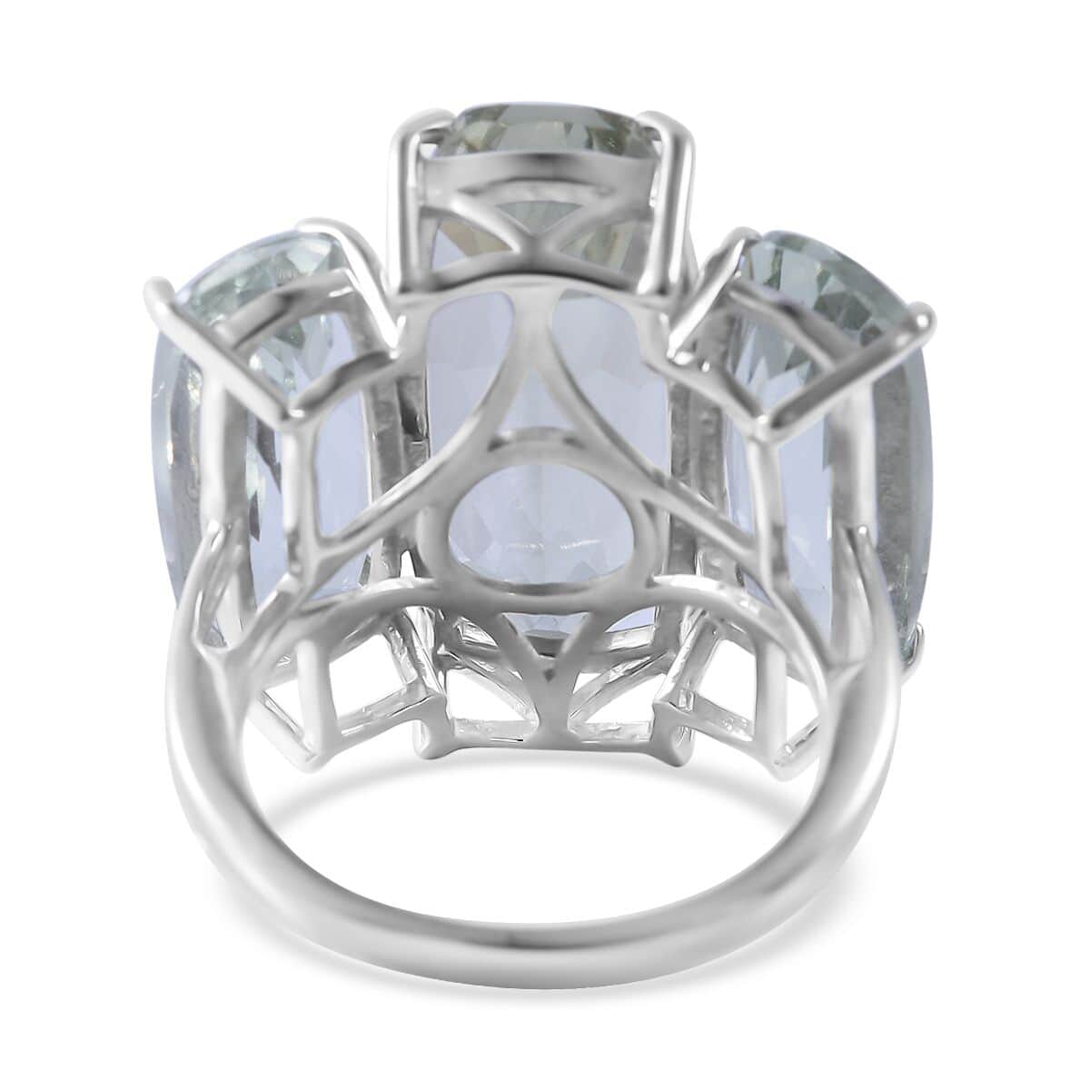 AAA Montezuma Prasiolite 3 Stone Ring in Platinum Over Sterling Silver 24.00 ctw image number 3