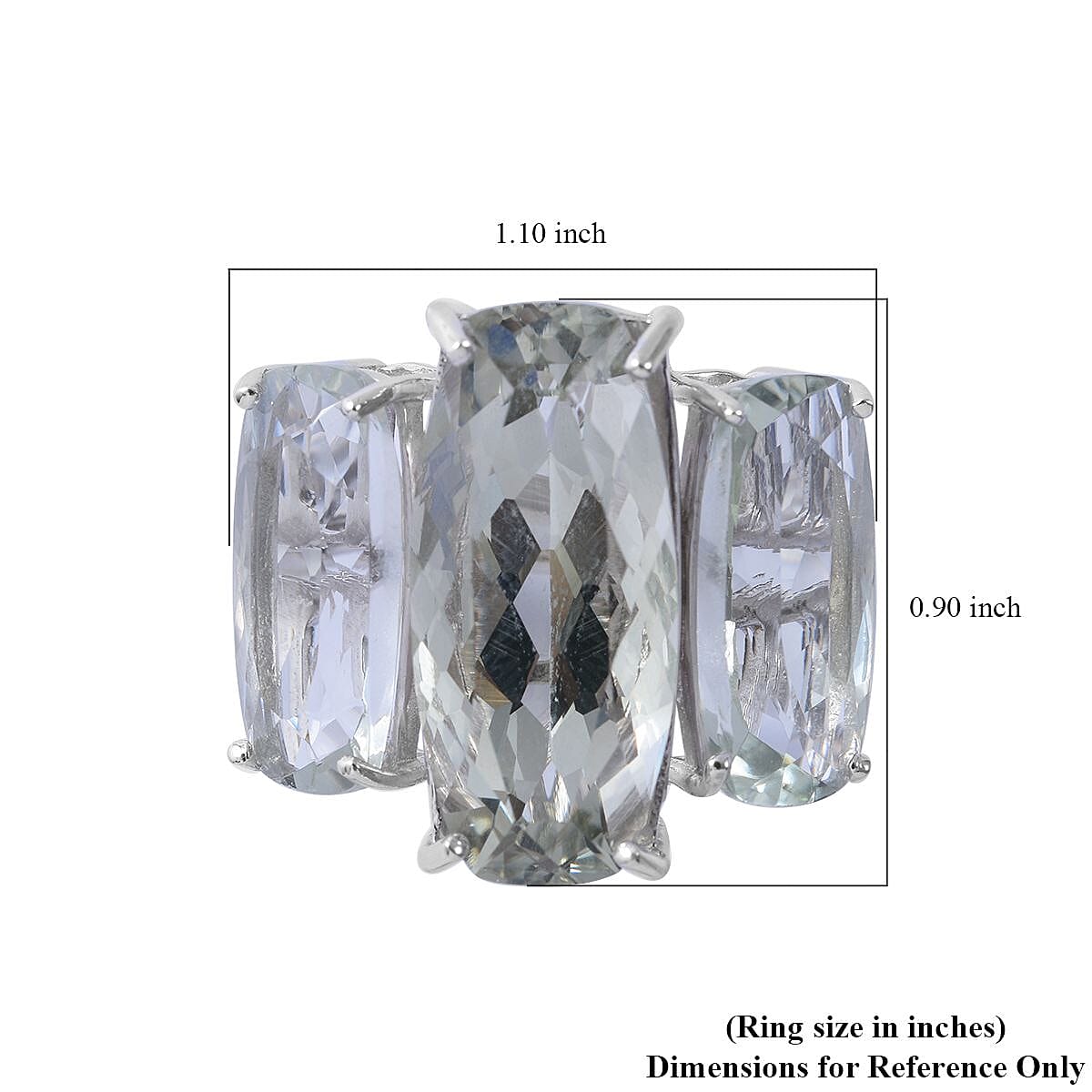 AAA Montezuma Prasiolite 3 Stone Ring in Platinum Over Sterling Silver (Size 10.0) 21.40 ctw
