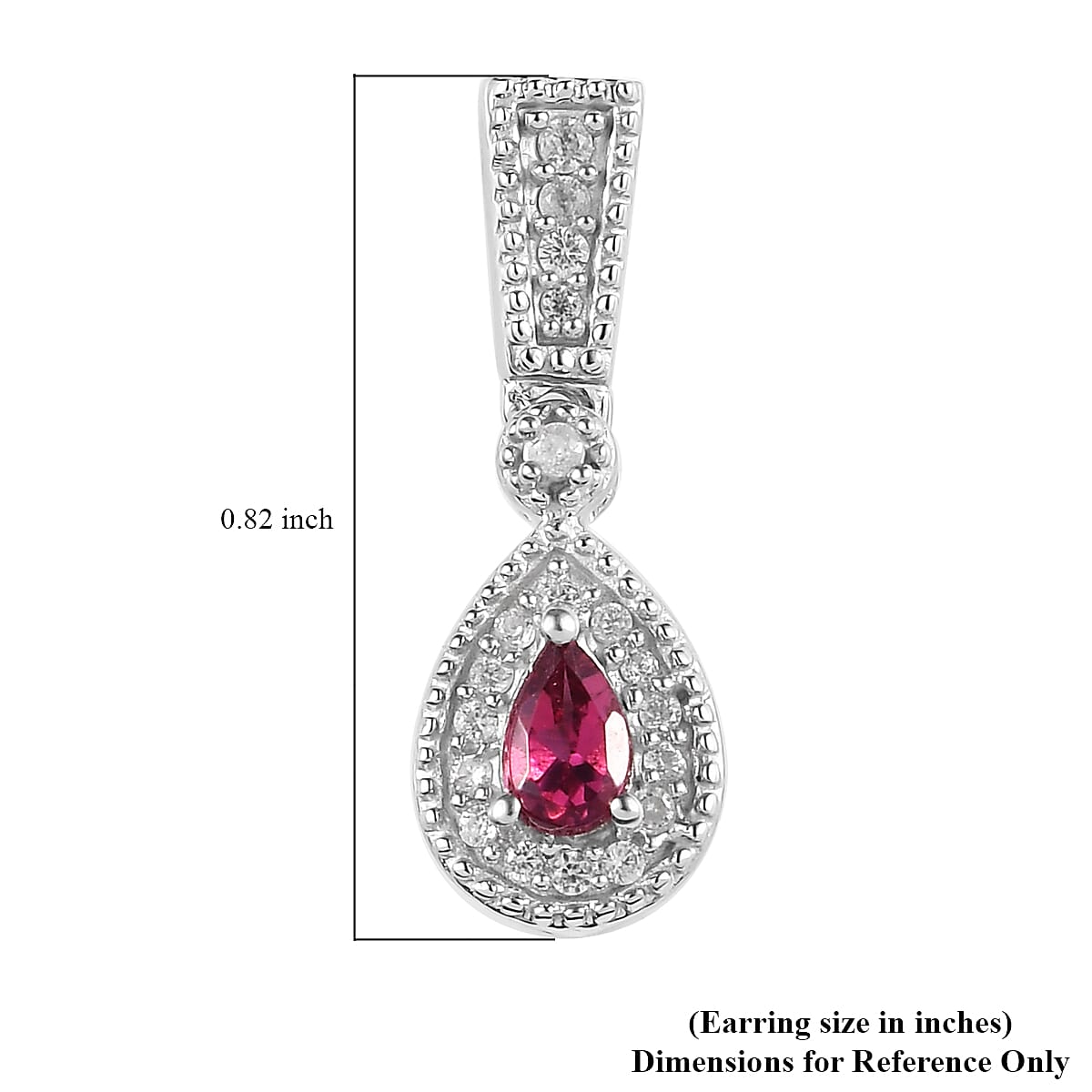 Premium Ouro Fino Rubellite and White Zircon Dangle Earrings in Platinum Over Sterling Silver 0.90 ctw image number 4