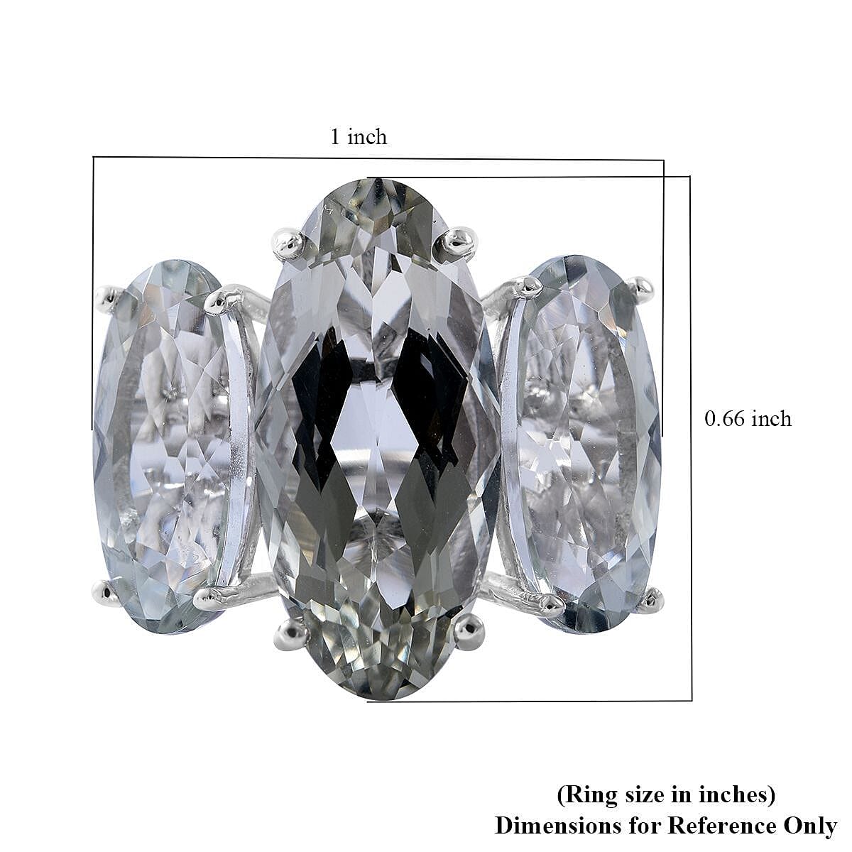 AAA Montezuma Prasiolite 3 Stone Ring in Platinum Over Sterling Silver (Size 8.0) 18.15 ctw image number 3