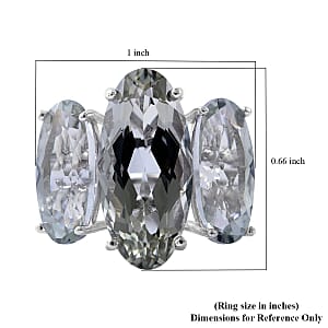 AAA Montezuma Prasiolite 3 Stone Ring in Platinum Over Sterling Silver (Size 8.0) 18.15 ctw