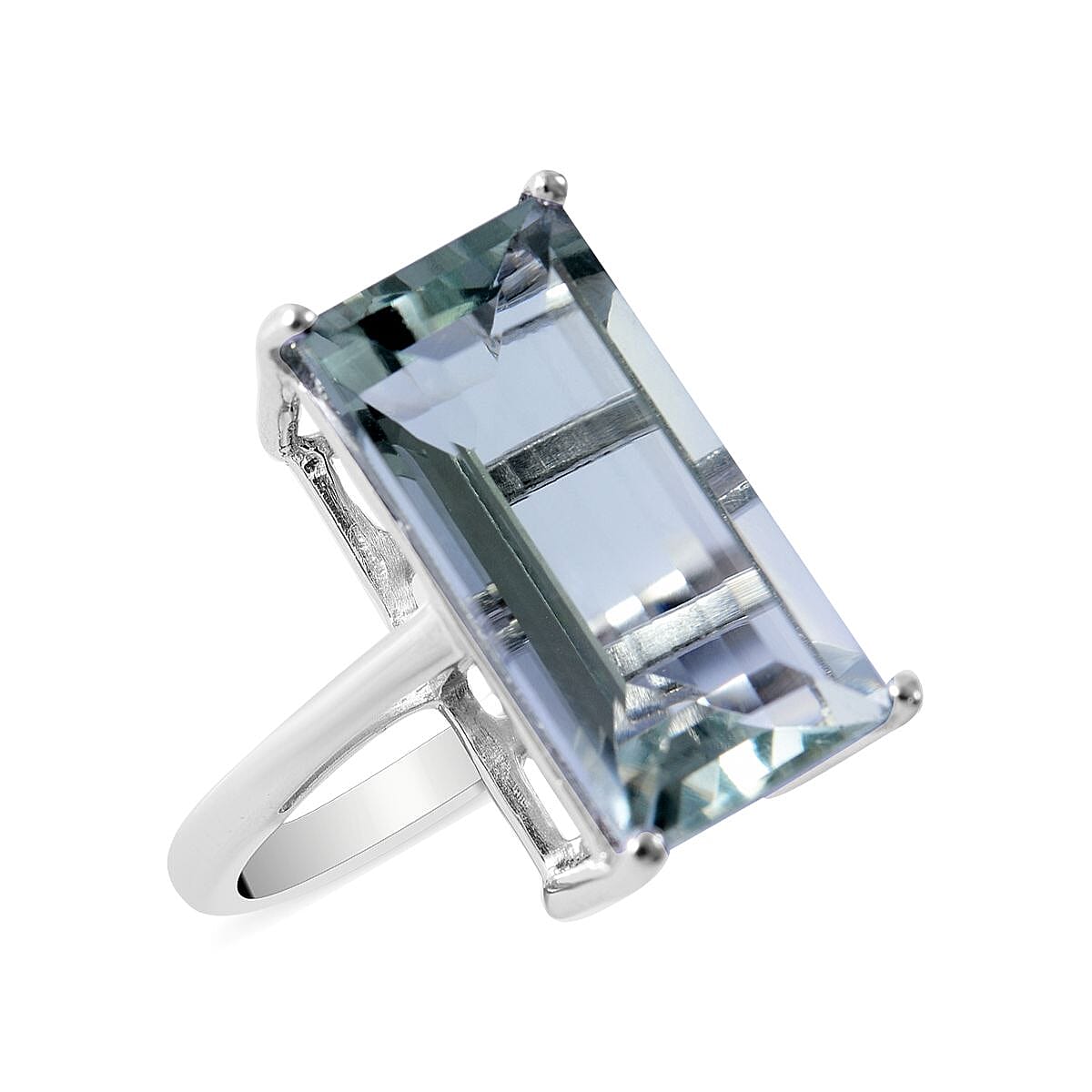 AAA Montezuma Prasiolite Solitaire Ring in Platinum Over Sterling Silver 6.50 ctw image number 0