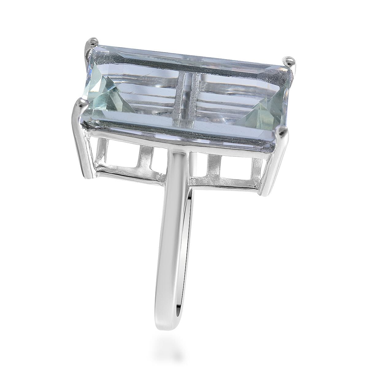 AAA Montezuma Prasiolite Solitaire Ring in Platinum Over Sterling Silver 6.50 ctw image number 2