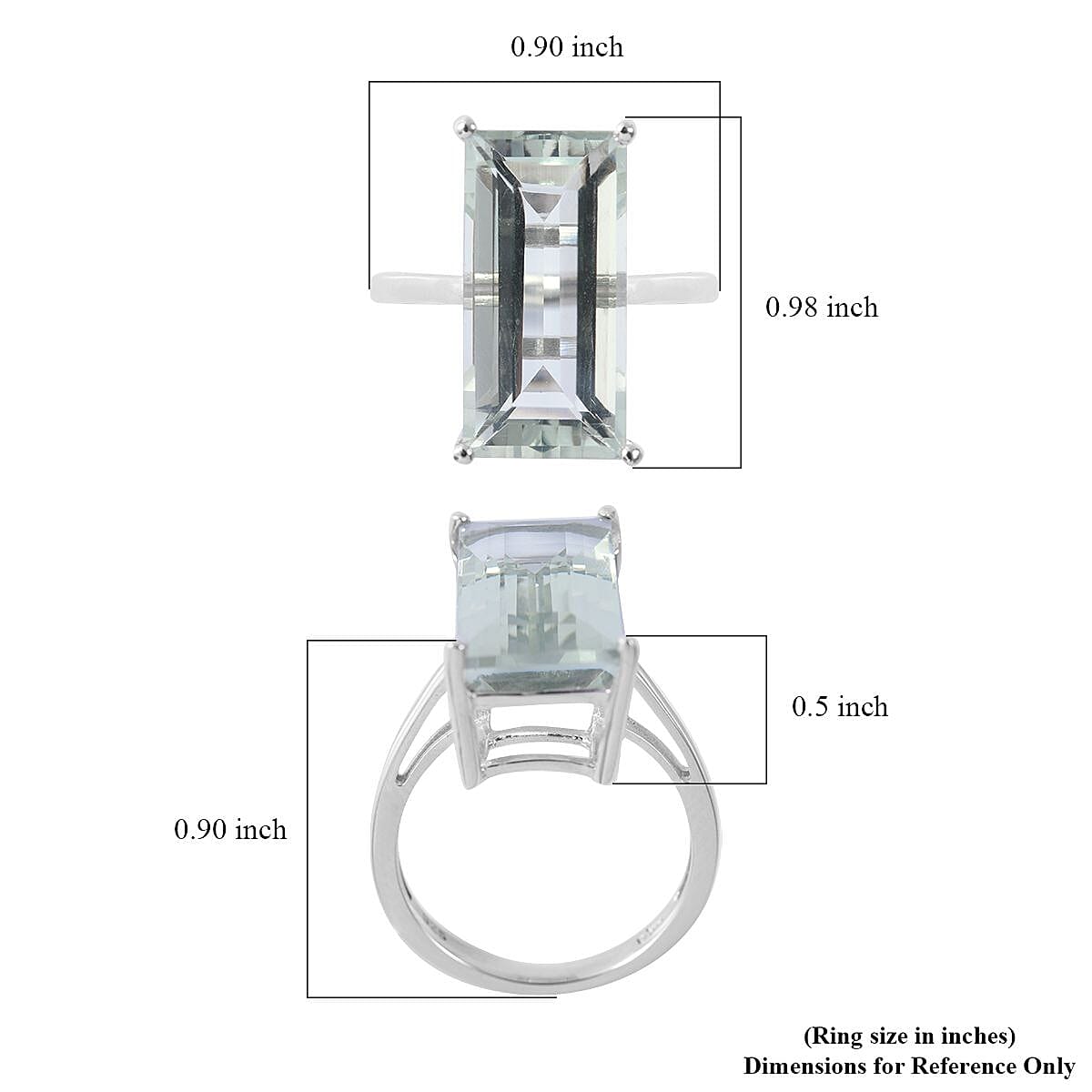 AAA Montezuma Prasiolite Solitaire Ring in Platinum Over Sterling Silver 6.50 ctw image number 4