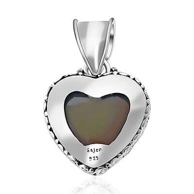 Sajen Silver Rainbow Obsidian Pendant, Blue Topaz Accent Pendant, Heart Pendant, Sterling Silver Pendant 13.60 ctw
