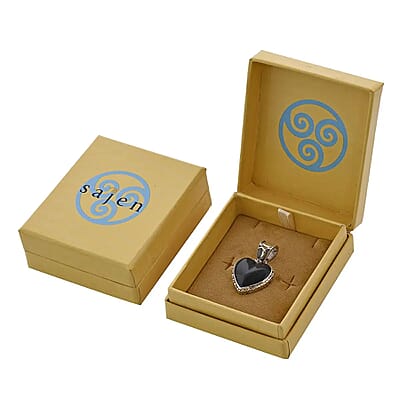 Sajen Silver Rainbow Obsidian Pendant, Blue Topaz Accent Pendant, Heart Pendant, Sterling Silver Pendant 13.60 ctw