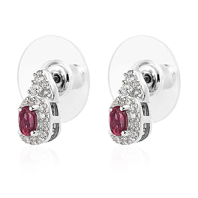 Premium Ouro Fino Rubellite and White Zircon Earrings 0.85 ctw