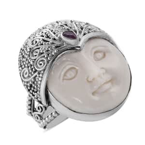 Sajen Silver Carved and Ilakaka Hot Pink Sapphire (FF) Ring in Sterling Silver (Size 10.0) 0.35 ctw