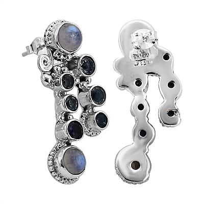 Sajen Silver Rainbow Moonstone and Multi Gemstone Earrings in Sterling Silver 6.70 ctw