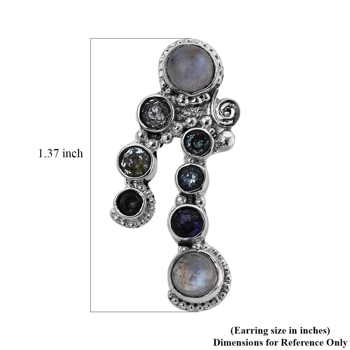 Sajen Silver Rainbow Moonstone and Multi Gemstone Earrings in Sterling Silver 6.70 ctw image number 4