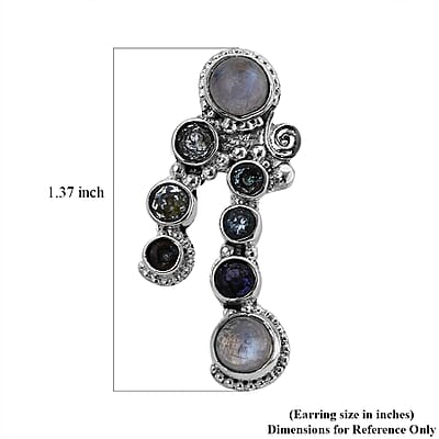 Sajen Silver Rainbow Moonstone and Multi Gemstone Earrings in Sterling Silver 6.70 ctw