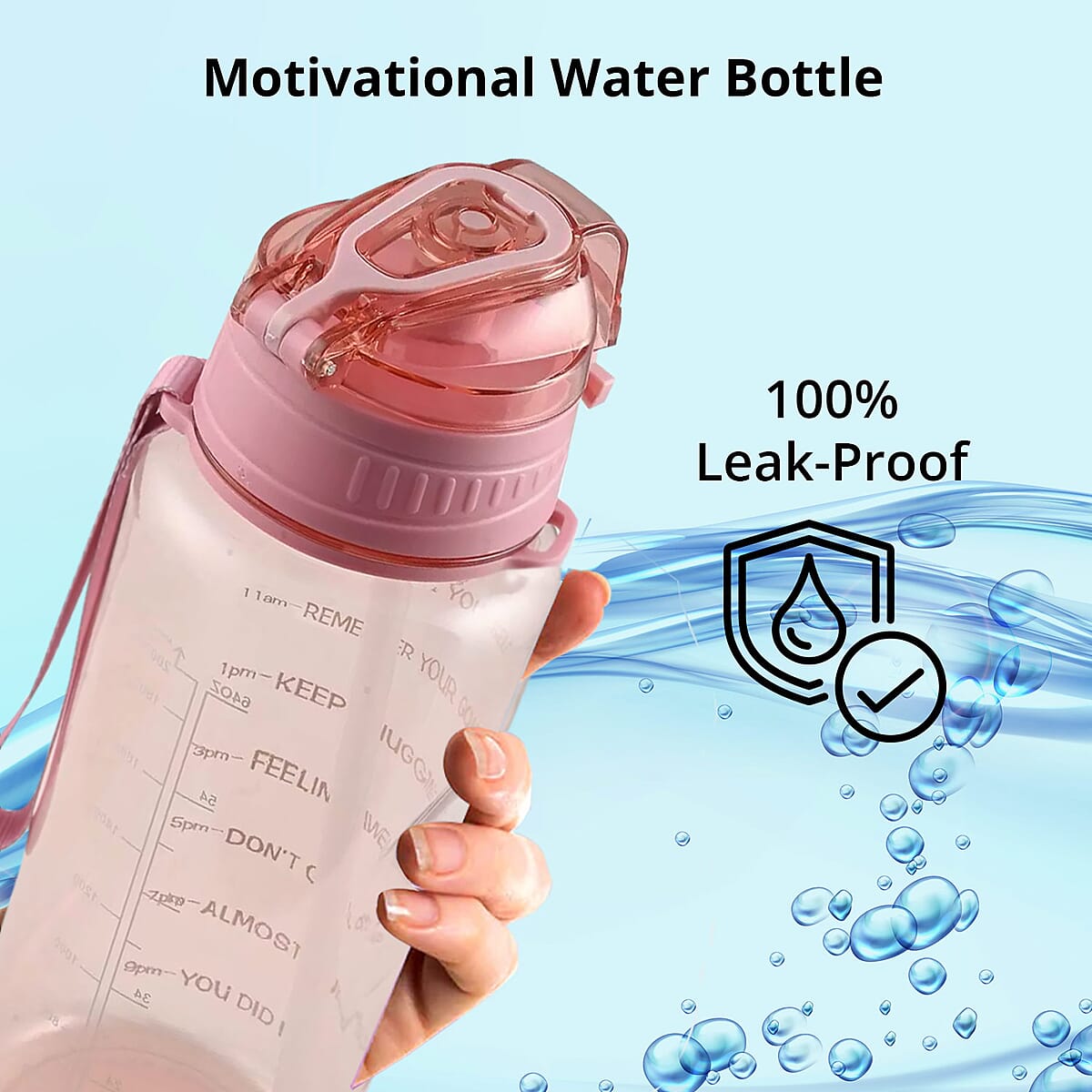 Giotto 64oz Motivational Water Bottle -Pink , Best Portable Water Bottle , Gym Travel Water Bottle image number 1