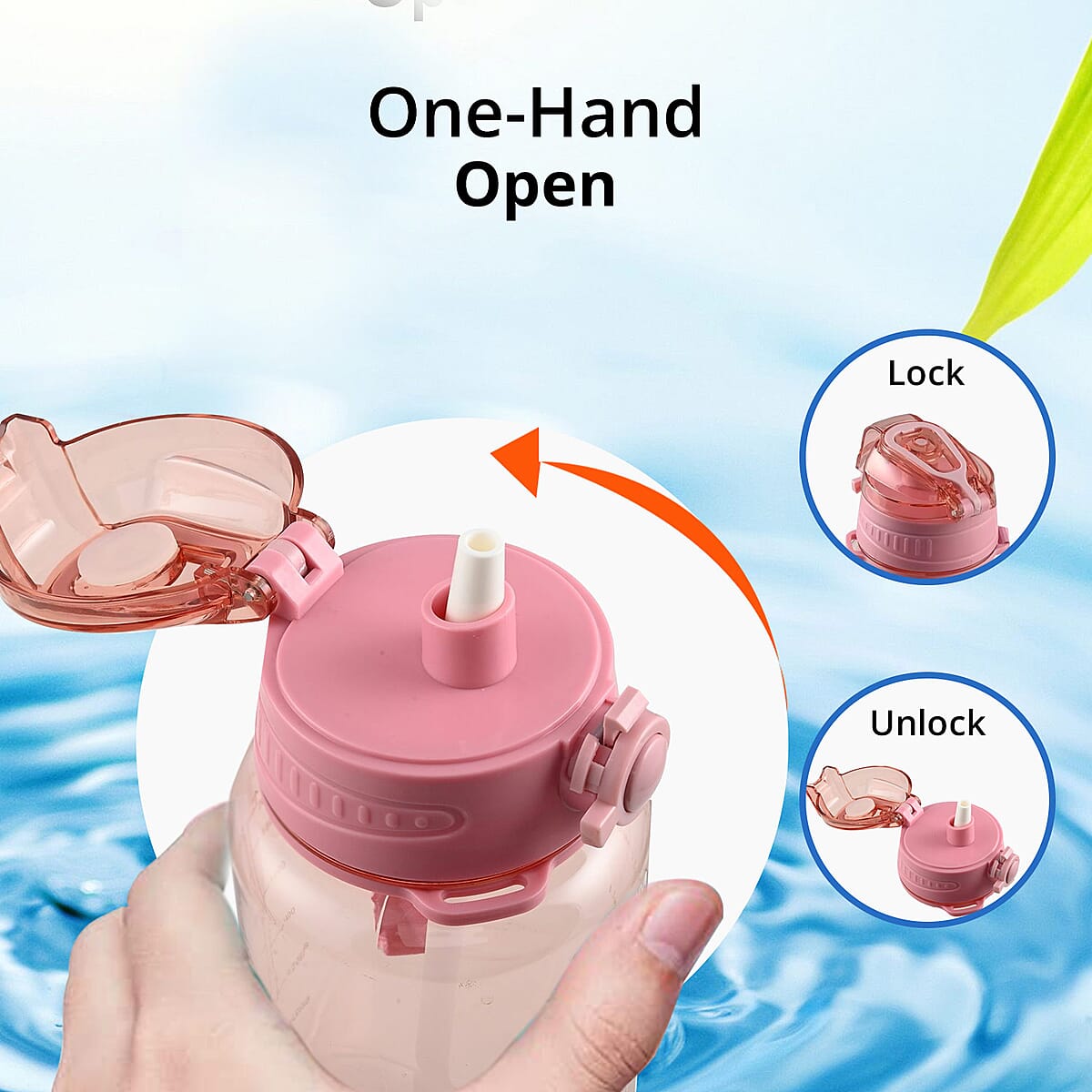 Giotto 64oz Motivational Water Bottle -Pink , Best Portable Water Bottle , Gym Travel Water Bottle image number 3