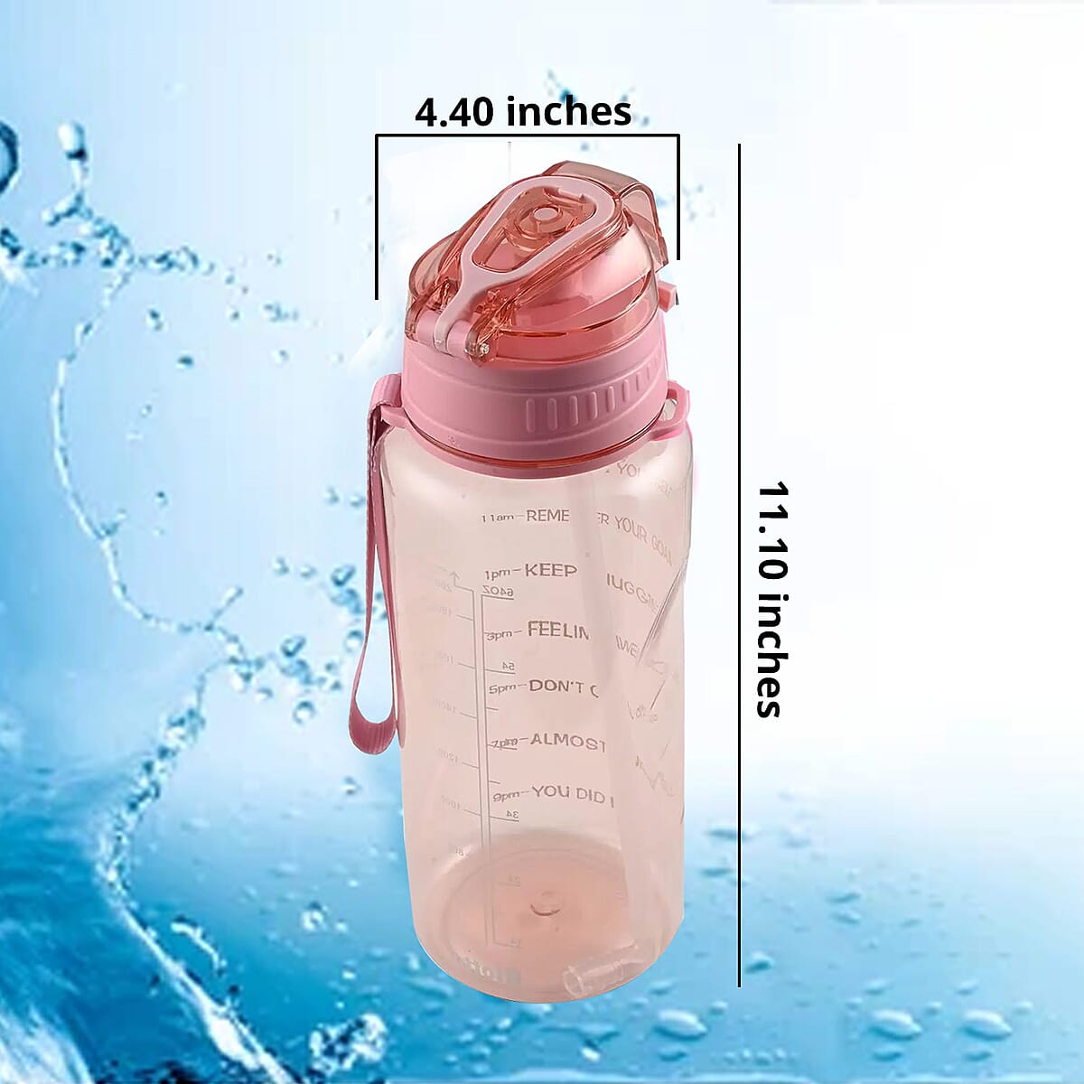 Giotto 64oz Motivational Water Bottle -Pink , Best Portable Water Bottle , Gym Travel Water Bottle image number 4
