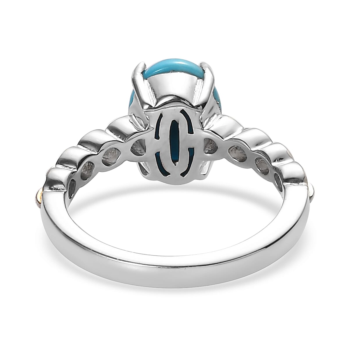 Sleeping Beauty Turquoise Solitaire Ring in Vermeil Yellow Gold and Platinum Over Sterling Silver (Size 10.0) 1.50 ctw