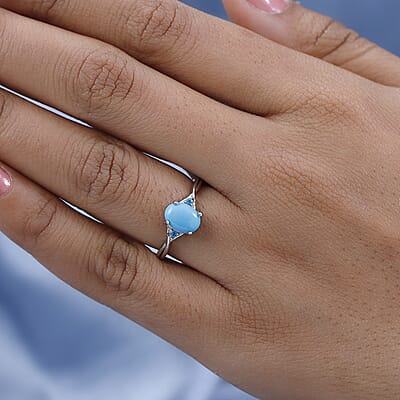 Sleeping Beauty Turquoise and Malgache Neon Apatite Ring in Platinum Over Sterling Silver (Size 10.0) 1.10 ctw