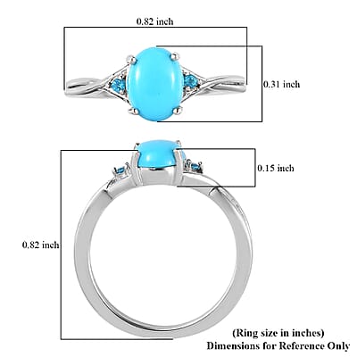 Sleeping Beauty Turquoise and Malgache Neon Apatite Ring in Platinum Over Sterling Silver (Size 10.0) 1.10 ctw