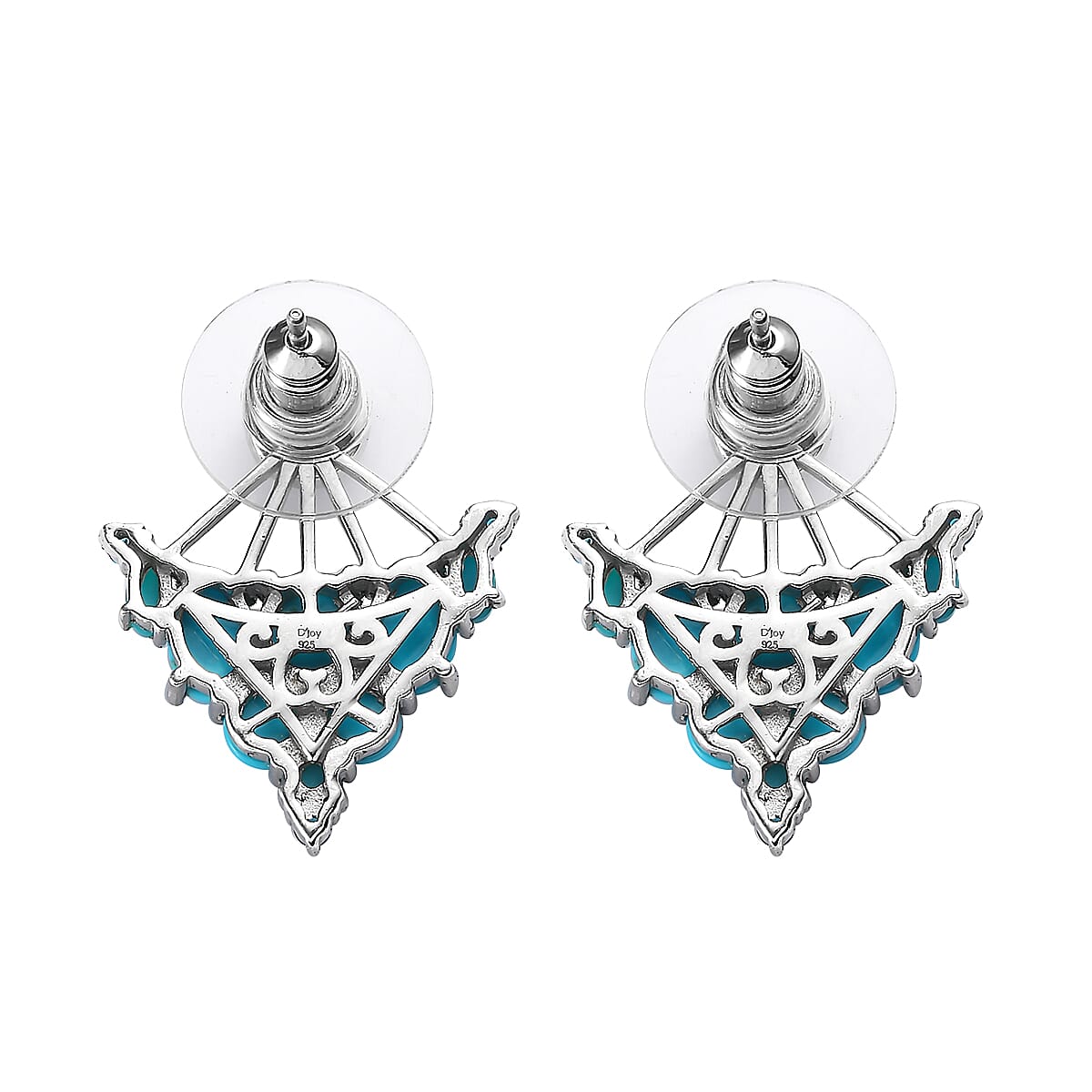Sleeping Beauty Turquoise and Malgache Neon Apatite 2 Way Wearable Earrings in Platinum Over Sterling Silver 5.65 ctw image number 4