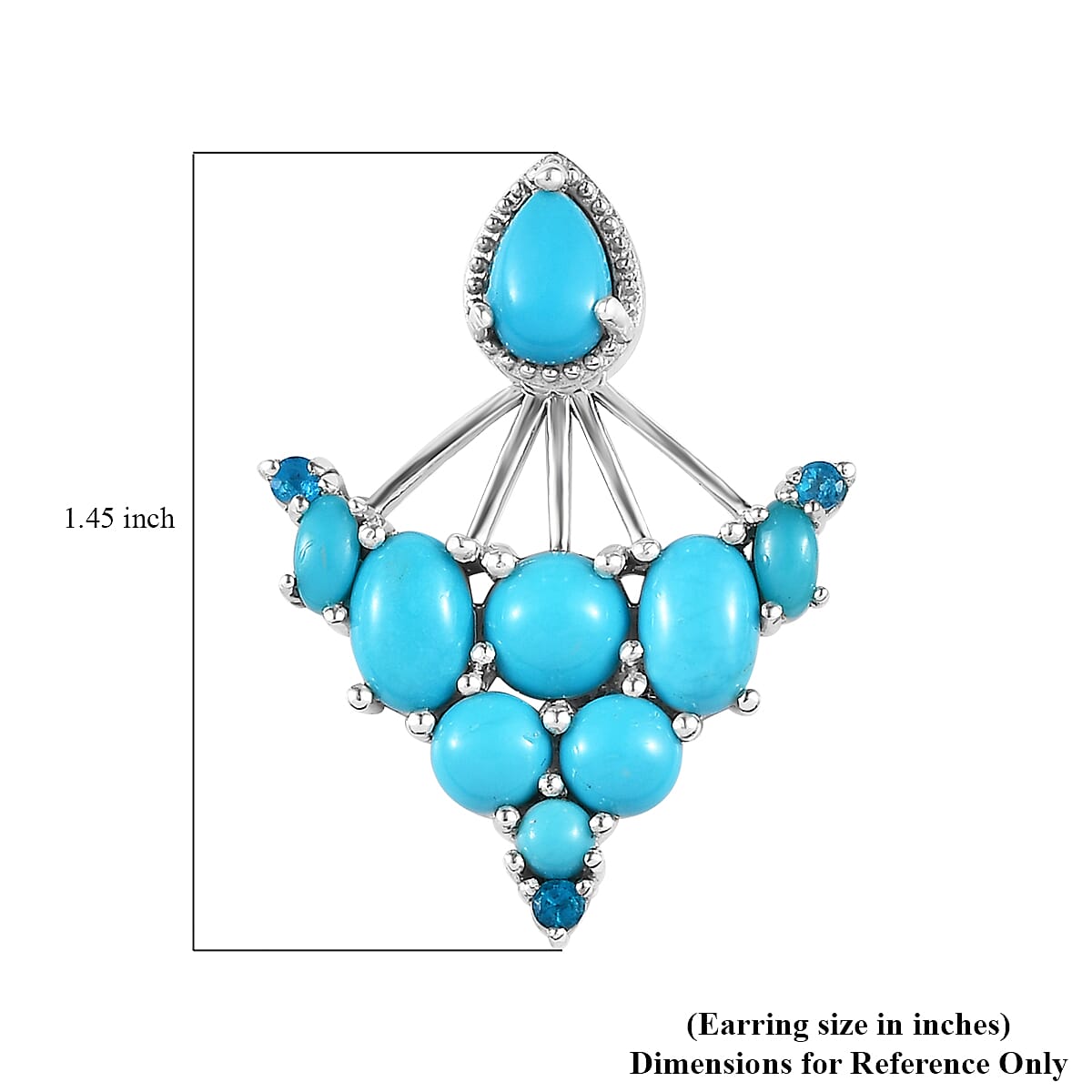 Sleeping Beauty Turquoise and Malgache Neon Apatite 2 Way Wearable Earrings in Platinum Over Sterling Silver 5.65 ctw image number 5