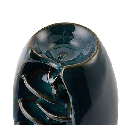 Blue Ceramic Backflow Incense Holder Incense Burner Waterfall with 60 Backflow Incense Cones, 30 Incense Stick, 1p Tweezer and Base