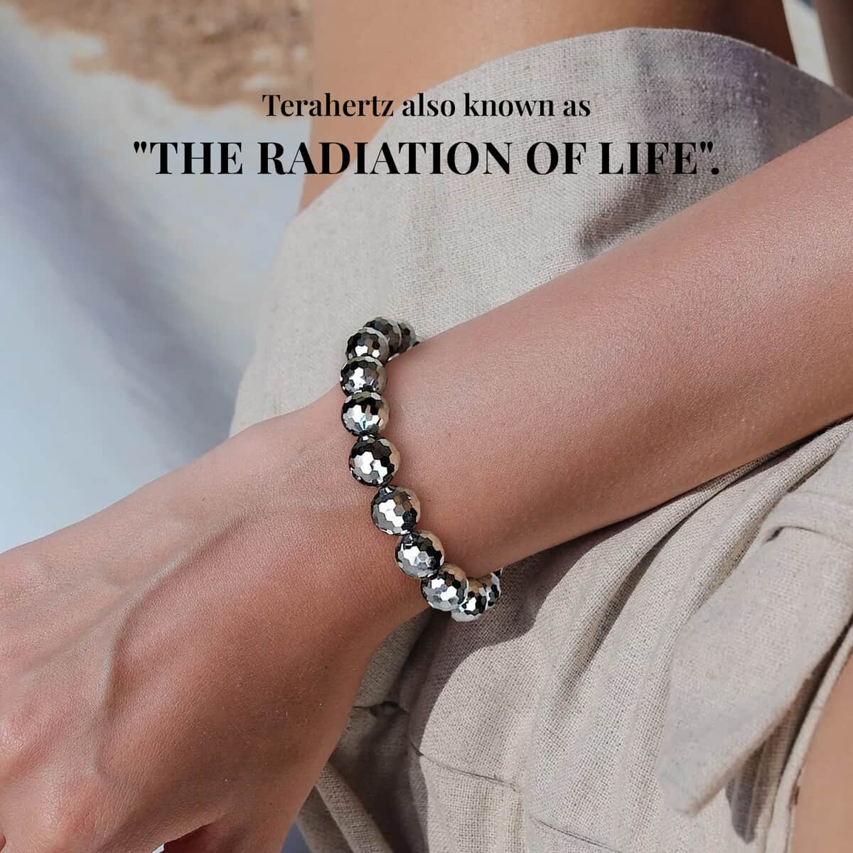 Terahertz Bracelet, Faceted Beaded Bracelet, Stretch Bracelet 73.50 ctw (Del. in 10-12 Days) image number 3