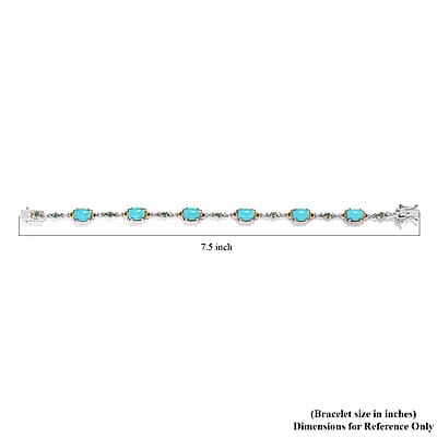 Sleeping Beauty Turquoise and Malgache Neon Apatite Bracelet in Vermeil Yellow Gold and Platinum Over Sterling Silver (7.25 In) 7.75 ctw