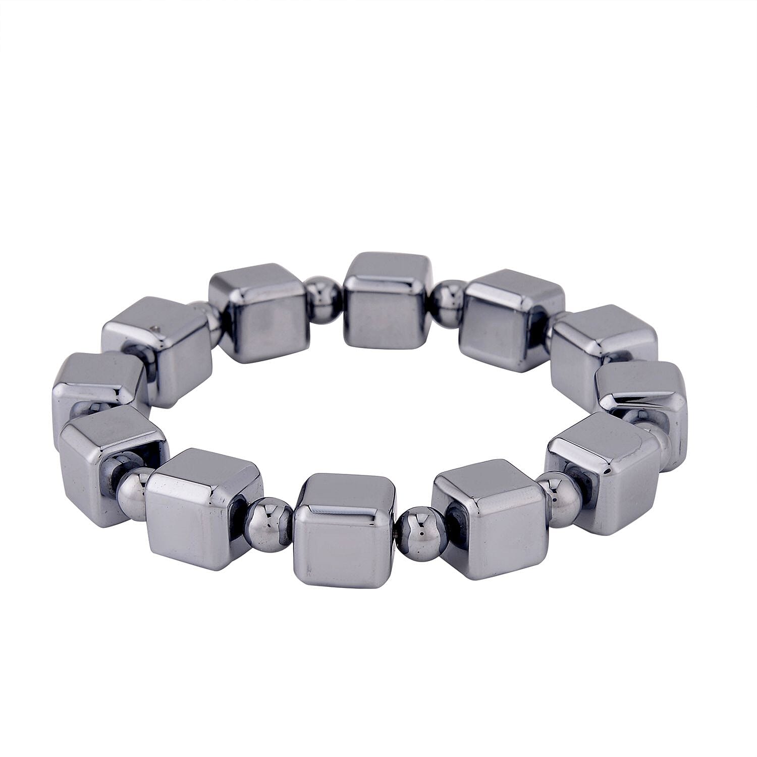 Terahertz Trapezoid Faceted Beaded Stretch Bracelet 150.00 ctw