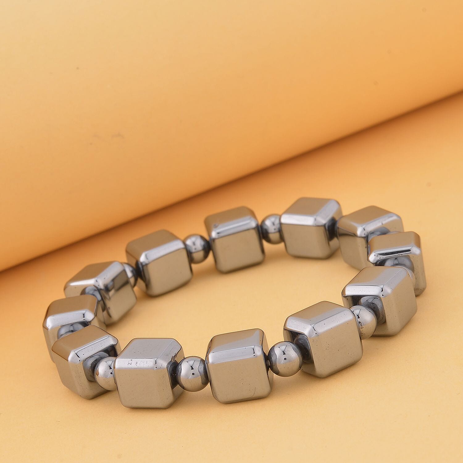Terahertz 150.00 ctw Cube and Round Beaded Stretchable Bracelet