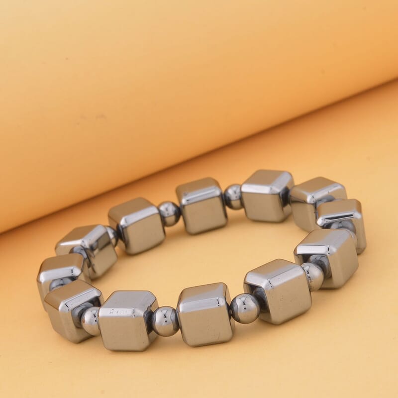 Terahertz 150.00 ctw Cube and Round Beaded Stretchable Bracelet