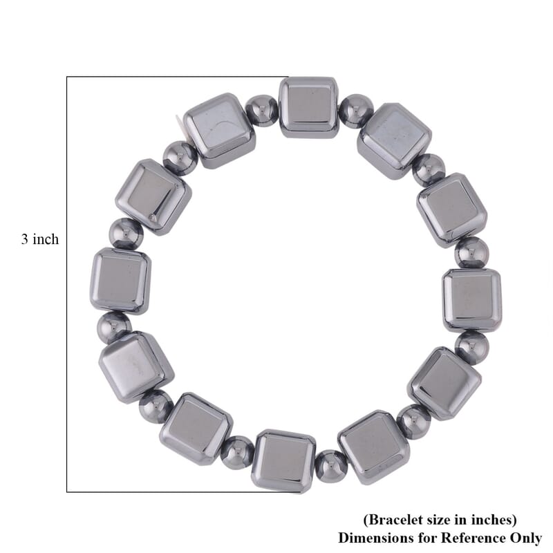 Terahertz 150.00 ctw Cube and Round Beaded Stretchable Bracelet