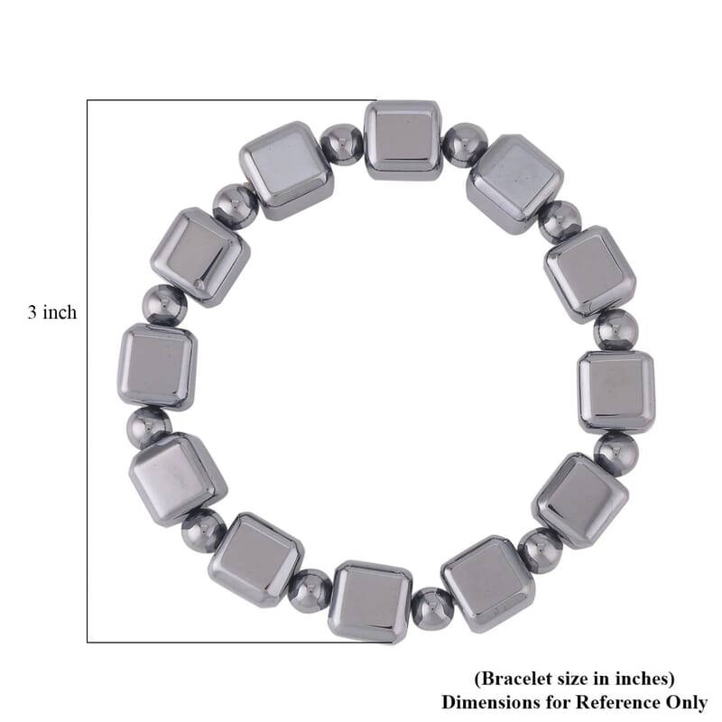 Terahertz 150.00 ctw Cube and Round Beaded Stretchable Bracelet