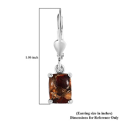 Matrix Fire Opal Lever Back Earrings in Sterling Silver 2.50 ctw