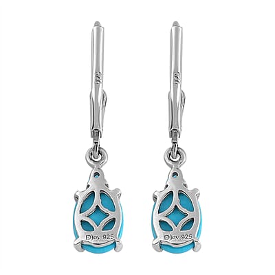 Sleeping Beauty Turquoise and Malgache Neon Apatite Dangling Earrings in Platinum Over Sterling Silver 2.75 ctw